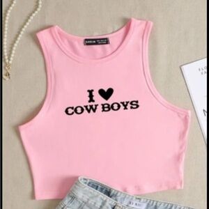 I Love Cowboys Pink Tank Top